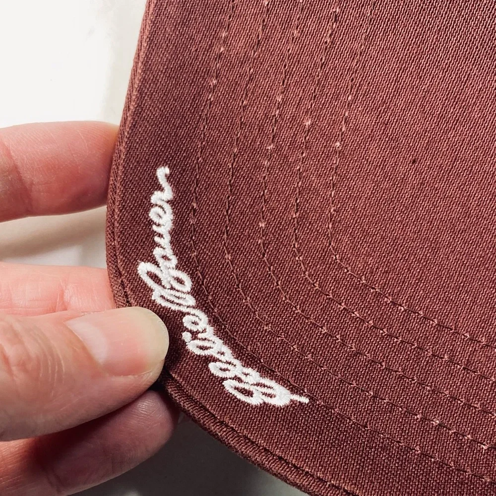 Eddie Bauer Outdoor Outfitter Burgundy Billed Trucker Style Hat Snap Closure